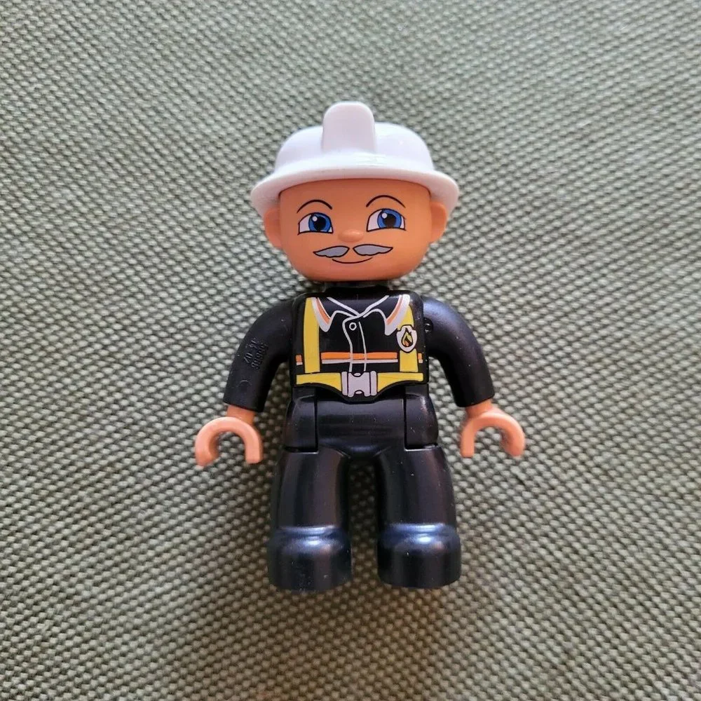 Lego Duplo Figure Fireman with White Helmet Gray M